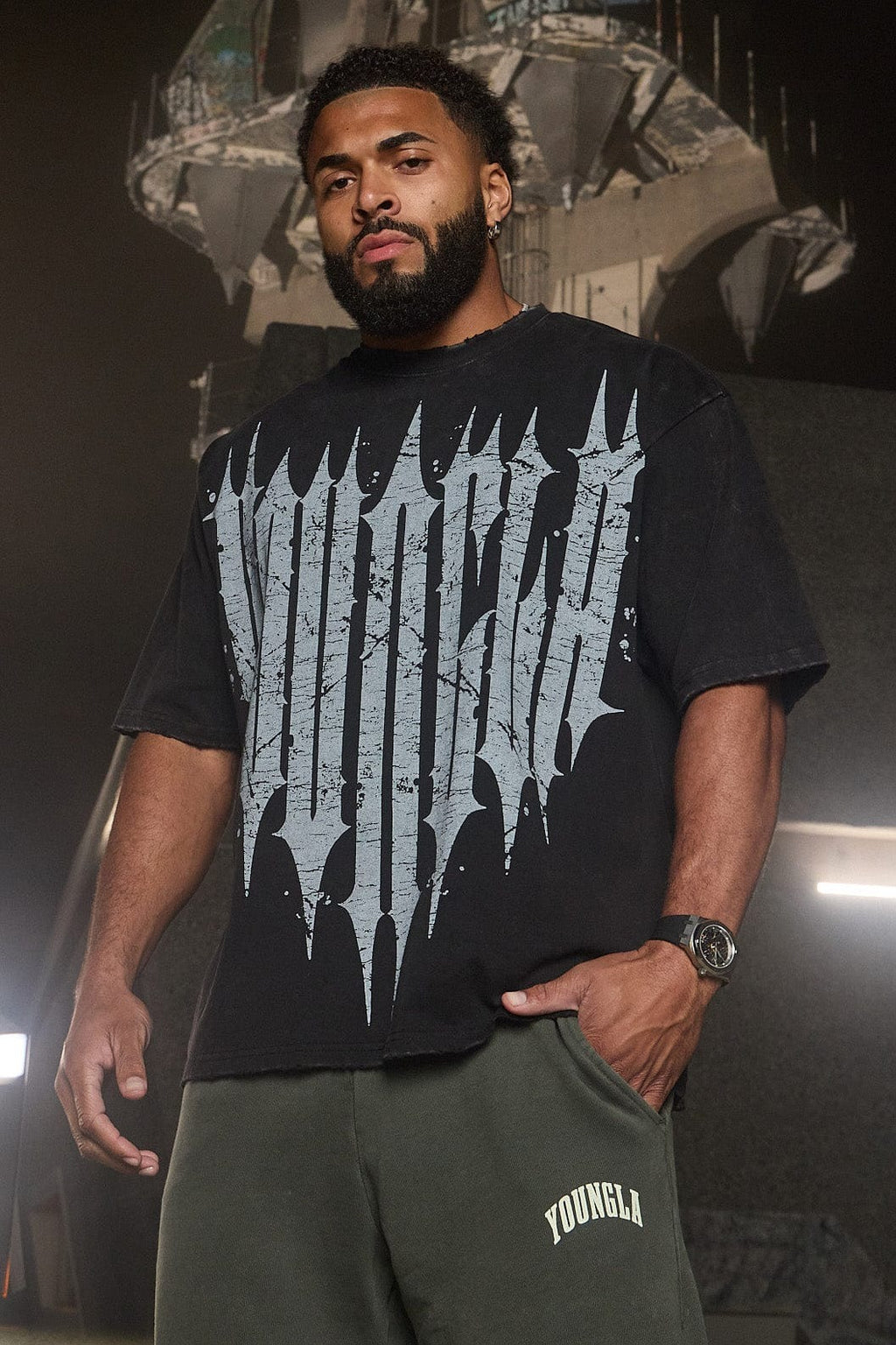YoungLA Gothic Strike Oversized Graphic T-Shirt – Black