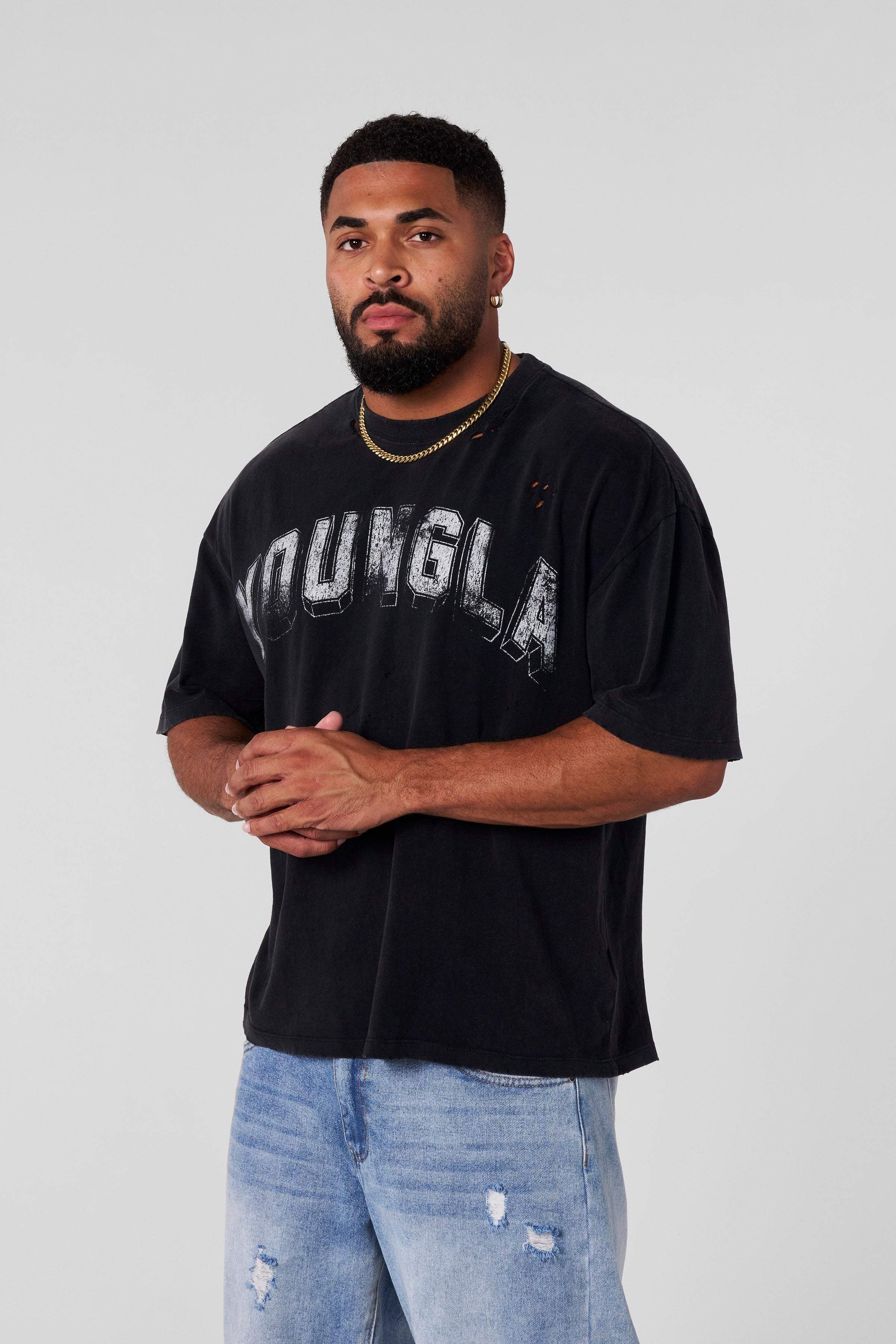 YoungLA Vintage Black Oversized T-Shirt