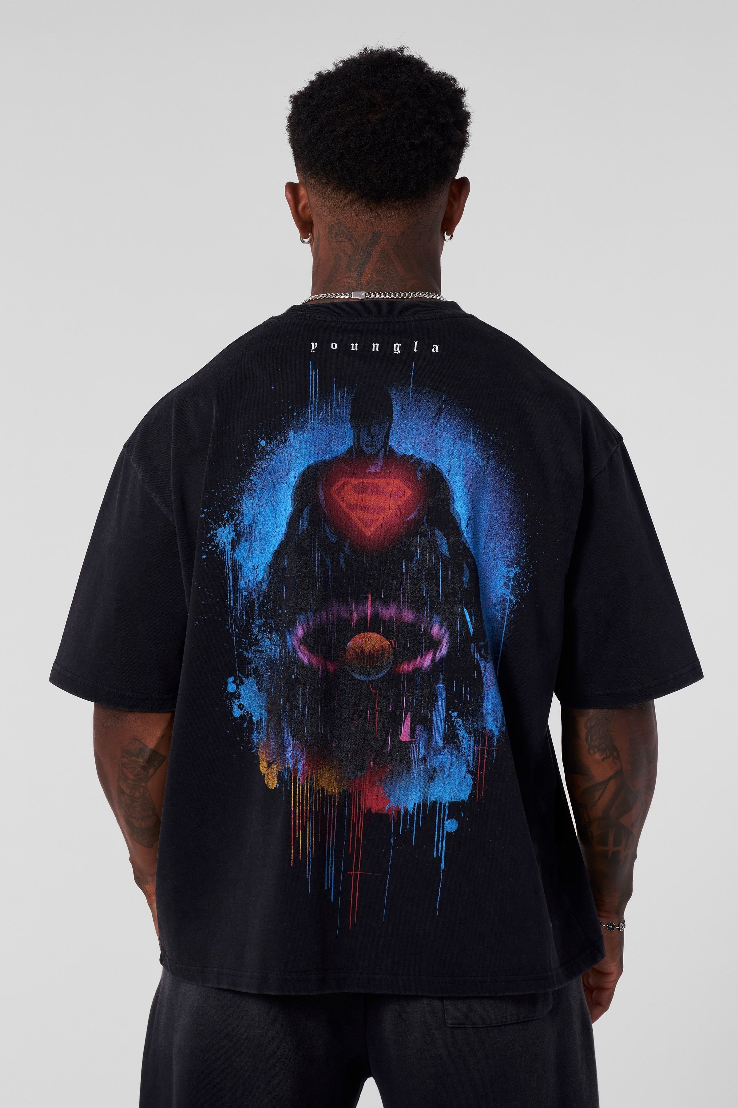 YoungLA Painted Emblem Oversized Graphic T-Shirt – Black Wash