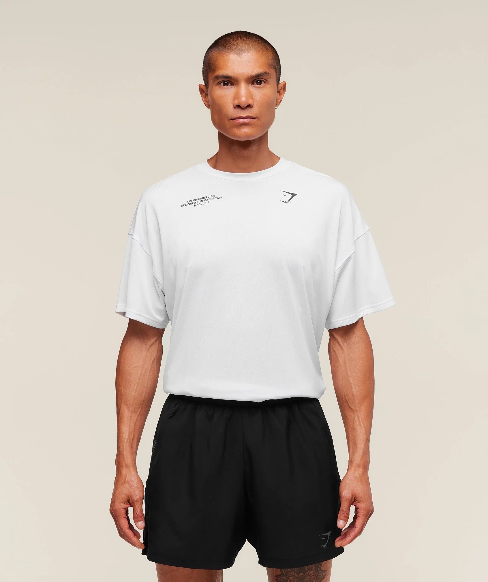 GShark Conditioning Club Oversized T-Shirt – White/Black Graphic
