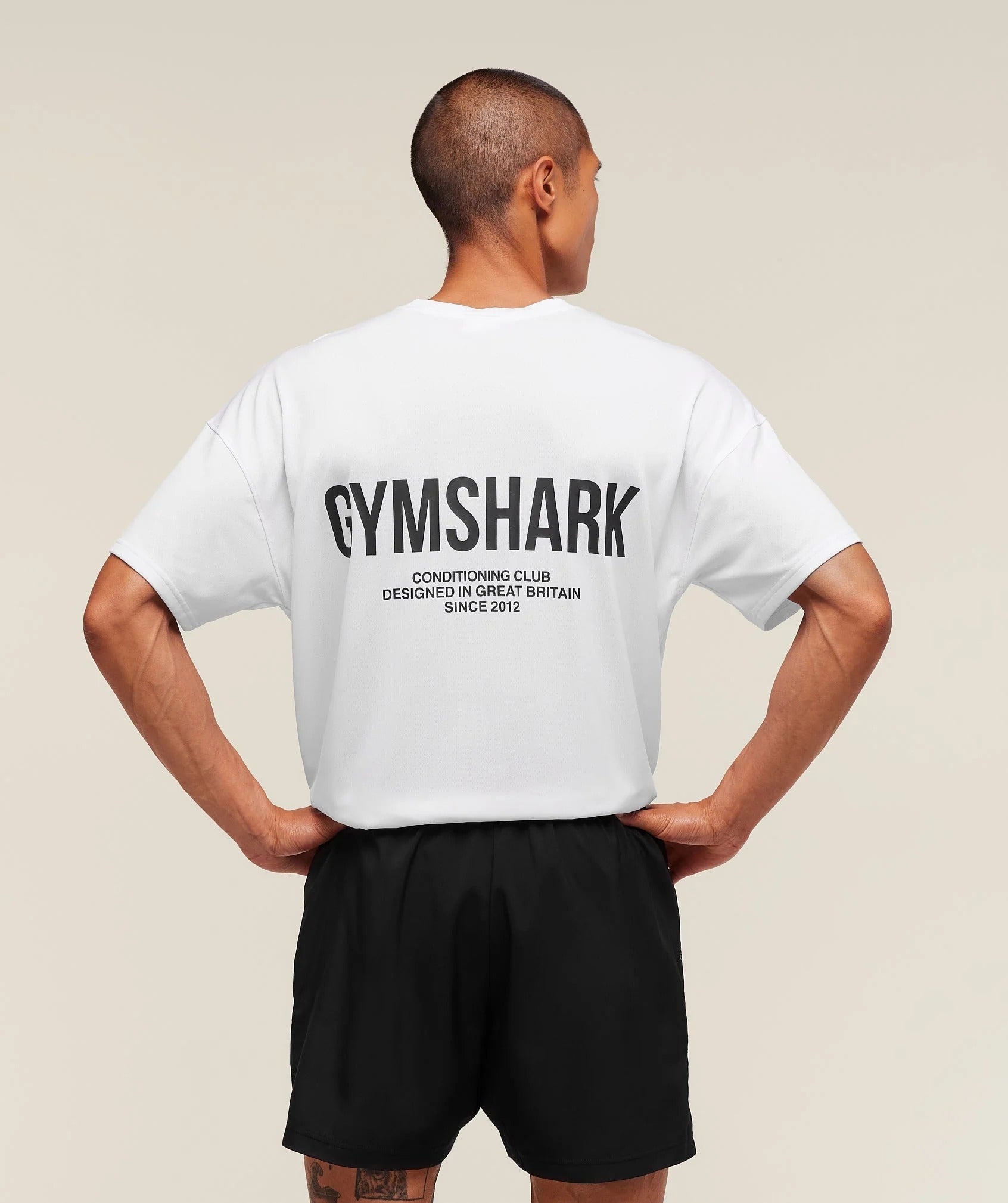 GShark Conditioning Club Oversized T-Shirt – White/Black Graphic